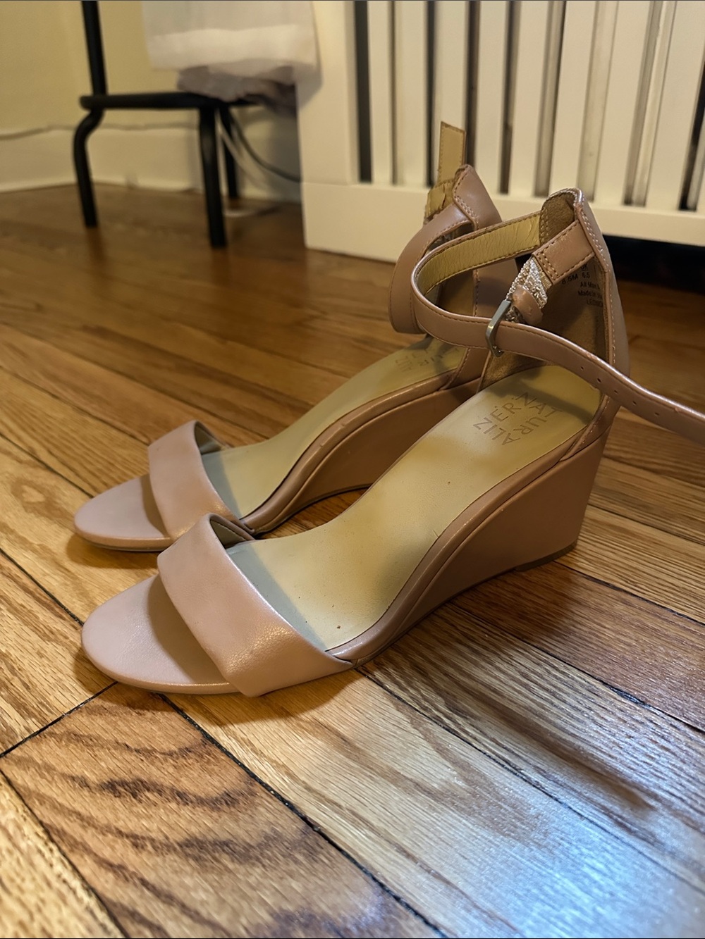 Naturalizer Beige/Tan Ankle-Strap Wedge Sandals